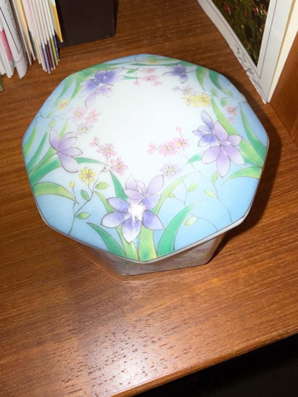 Otagiri Meadow Floral Octagon Trinket Box